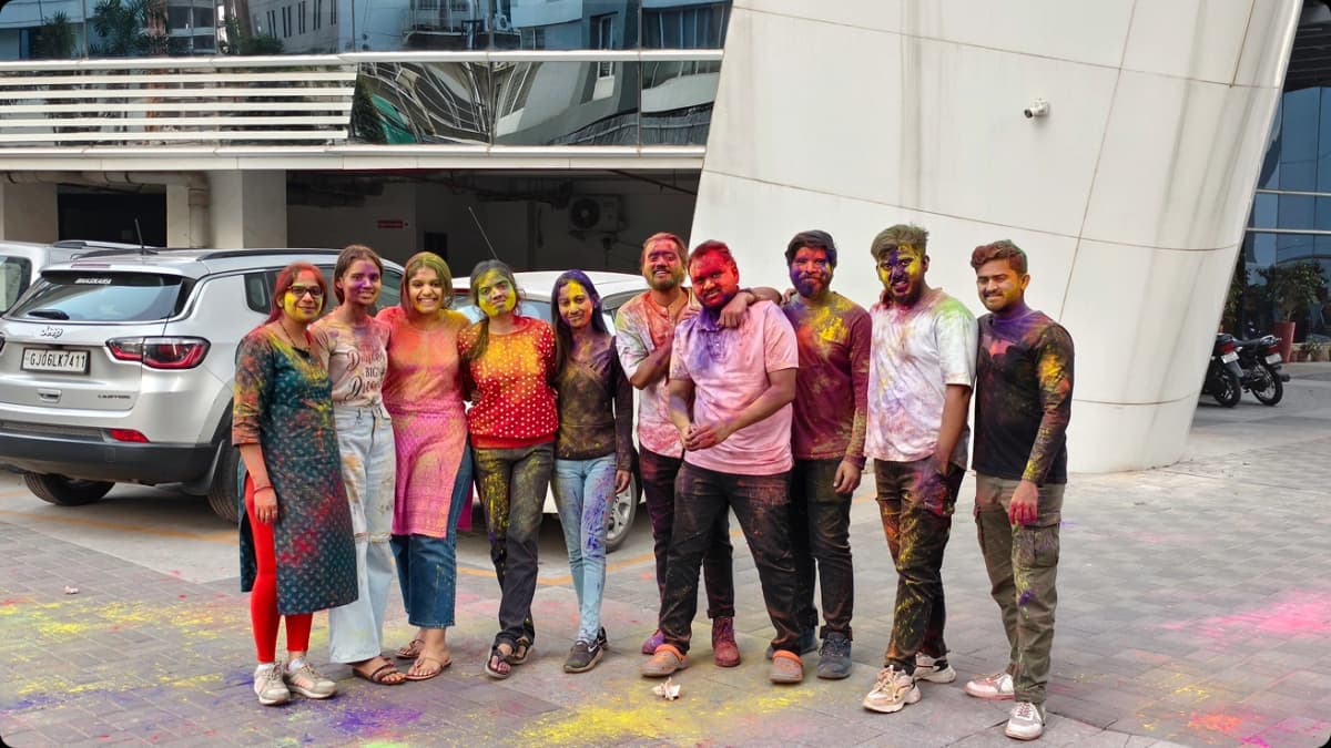 Our team celebrating Holi festival